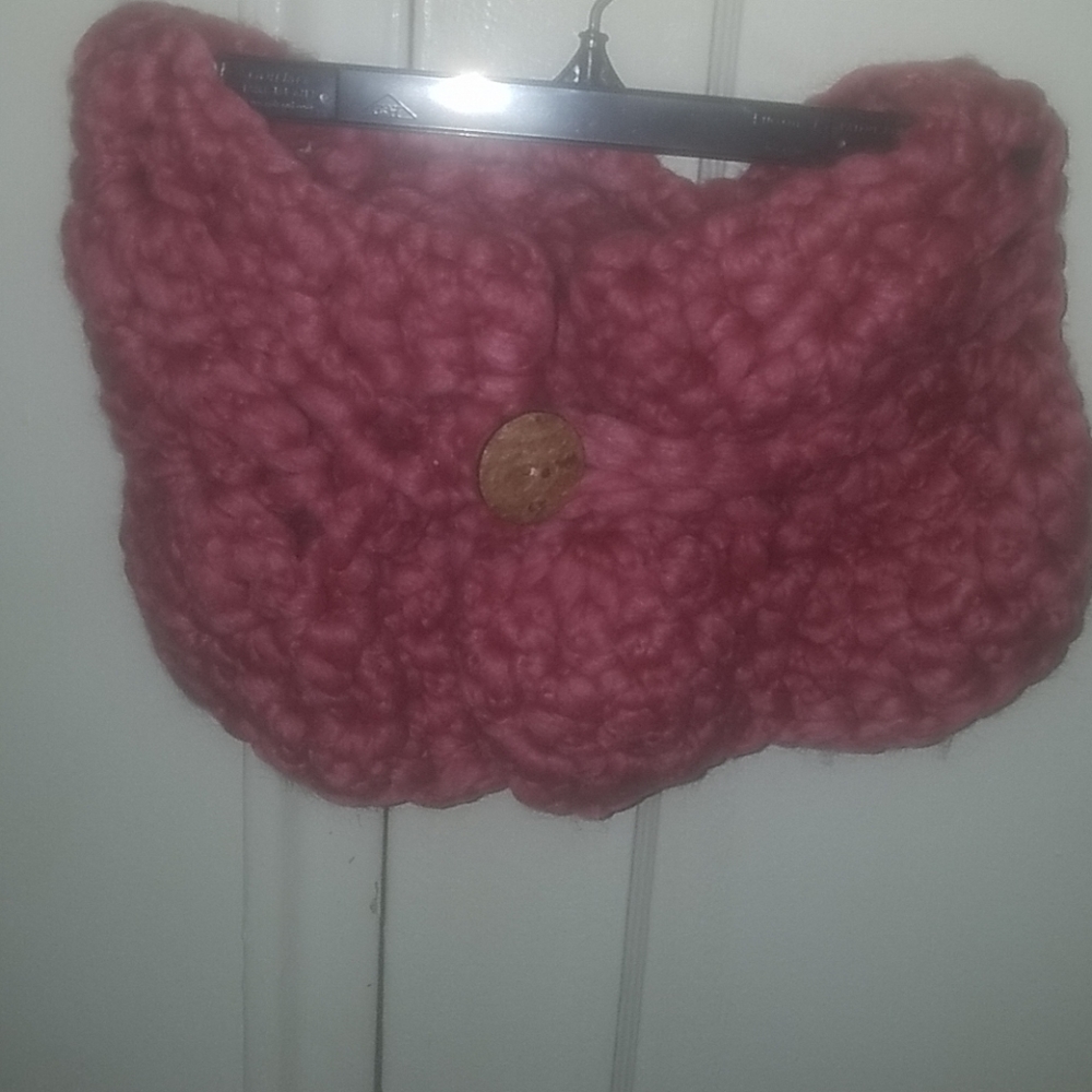 Crochet cross button cowl neck. One size for all